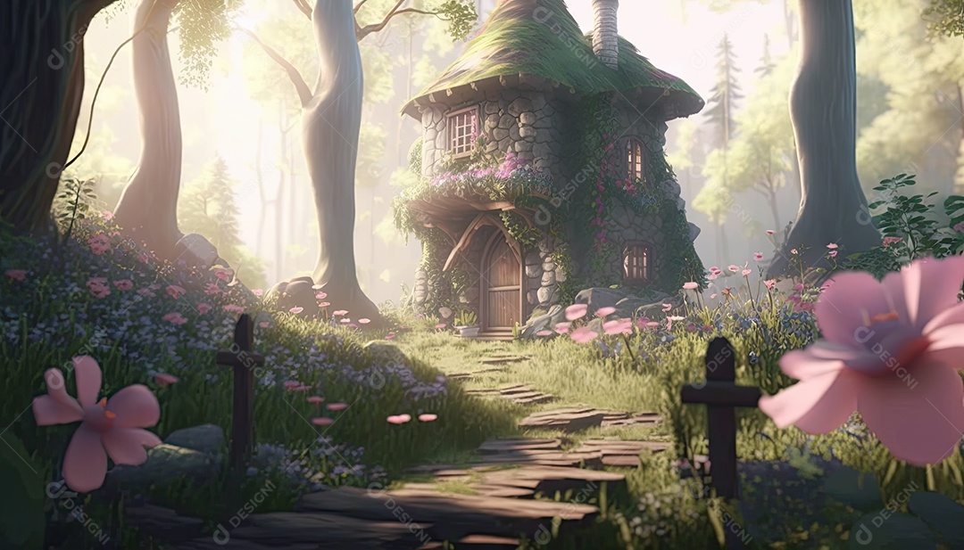 Um belo jardim secreto de conto de fadas