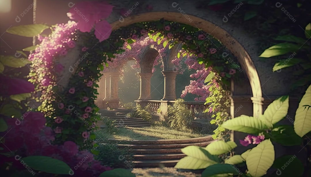 Um belo jardim secreto de conto de fadas