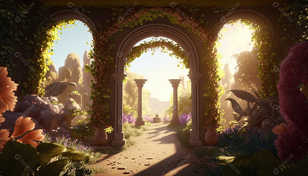 Um belo jardim secreto de conto de fadas