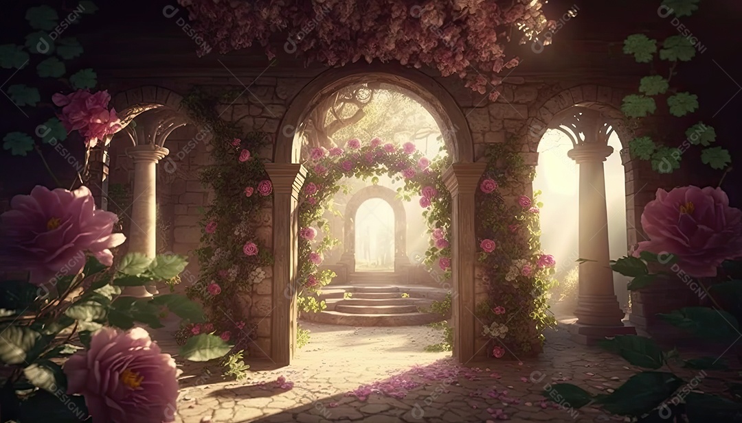 Um belo jardim secreto de conto de fadas