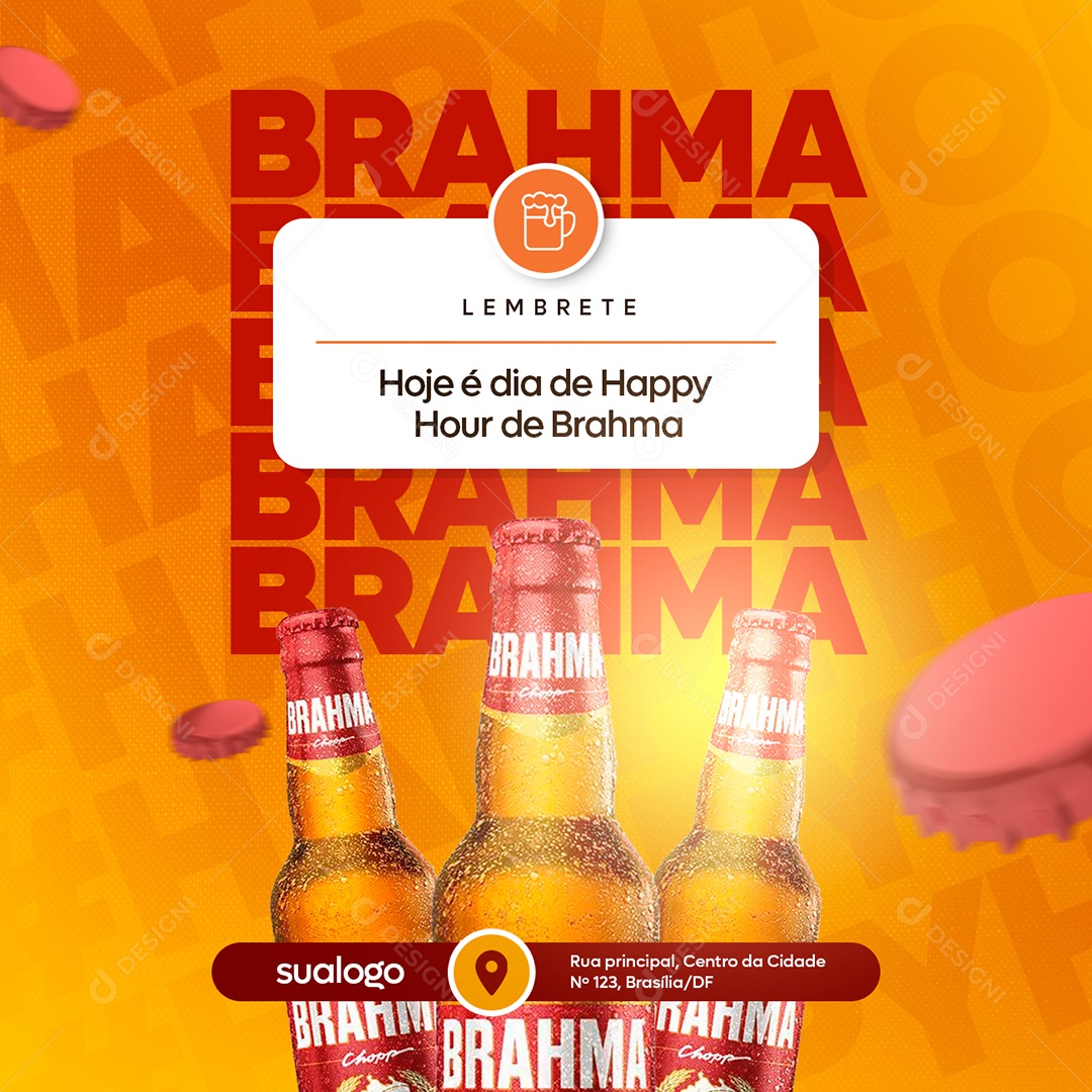 Hoje é Dia de Happy Hour de Brahma Social Media PSD Editável