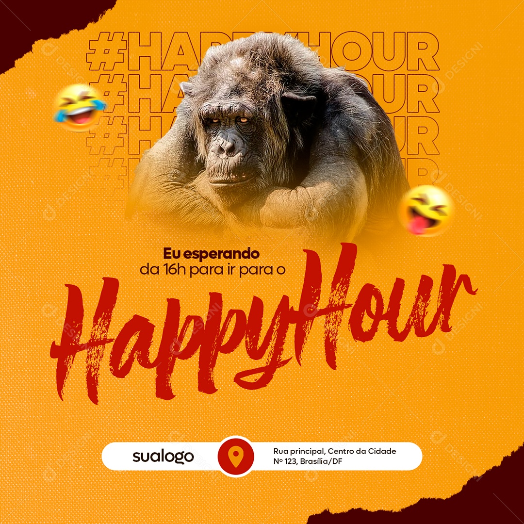 Eu Esperando da 16h Para ir Para o Happy Hour Social Media PSD Editável