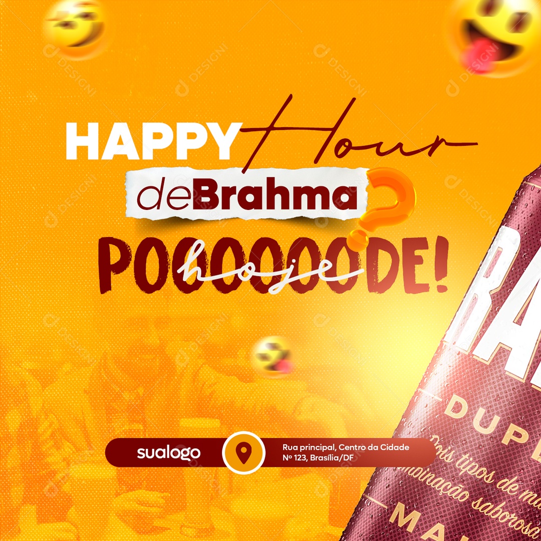 Happy Hour de Brahma Pode Social Media PSD Editável