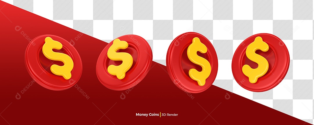 Ícone de Dinheiro do Dia do Consumidor Elemento 3D Vermelho para Composição PSD