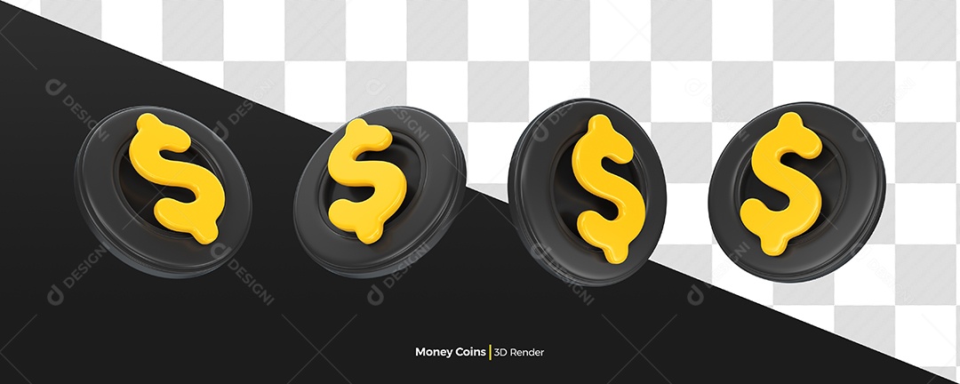 Ícone de Dinheiro do Dia do Consumidor Elemento 3D Preto para Composição PSD