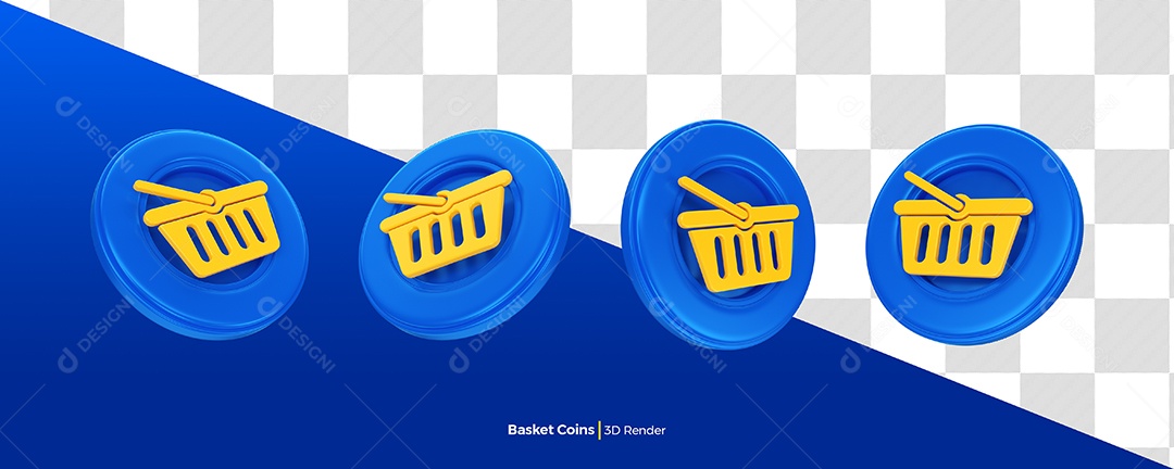 Ícone de Cesta de Compras do Dia do Consumidor Elemento 3D Azul para Composição PSD