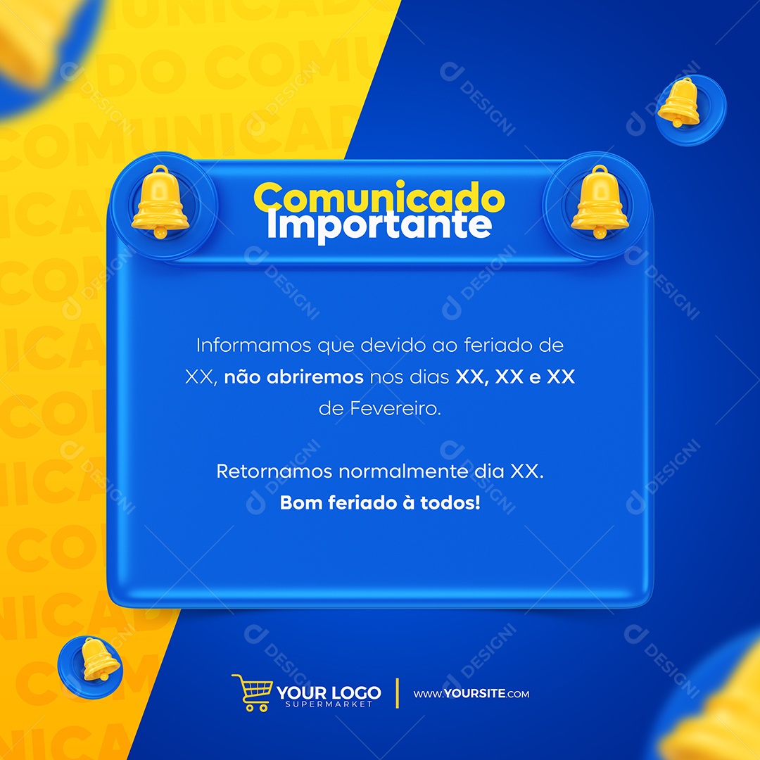 Social Media Comunicado Importante Informamos Que Devido ao Feriado Dia Do Consumidor Não Abriremos PSD Editável