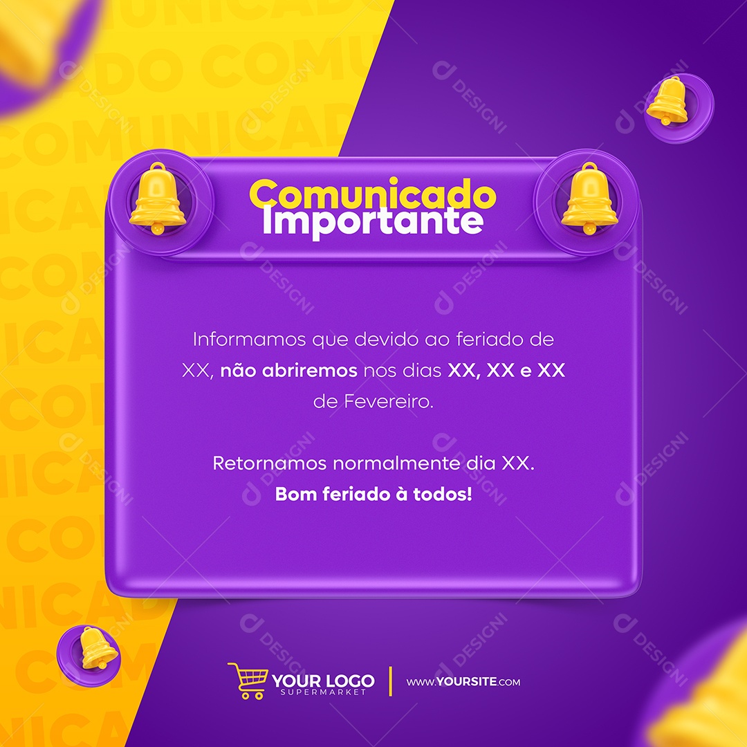 Social Media Comunicado Importante Informamos Que Devido ao Feriado Dia Do Consumidor Não Abriremos PSD Editável