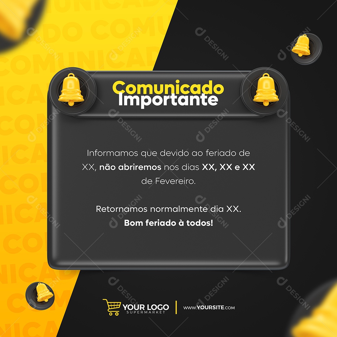 Comunicado Importante Informamos Que Devido ao Feriado Dia Do Consumidor Não Abriremos Social Media PSD Editável