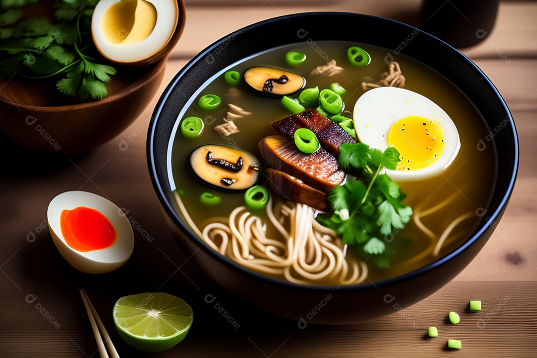 Deliciosa sopa em tigelas