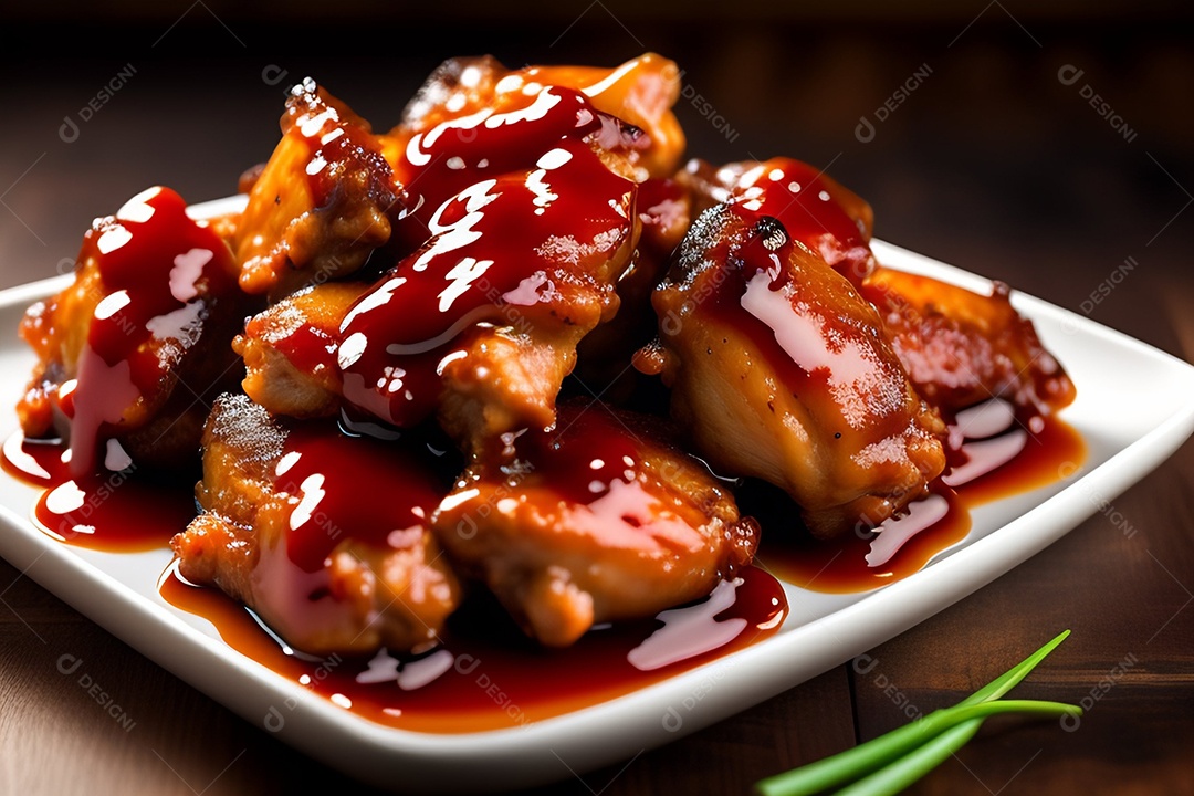 Delicioso frango grelhado ao molho de barbecue