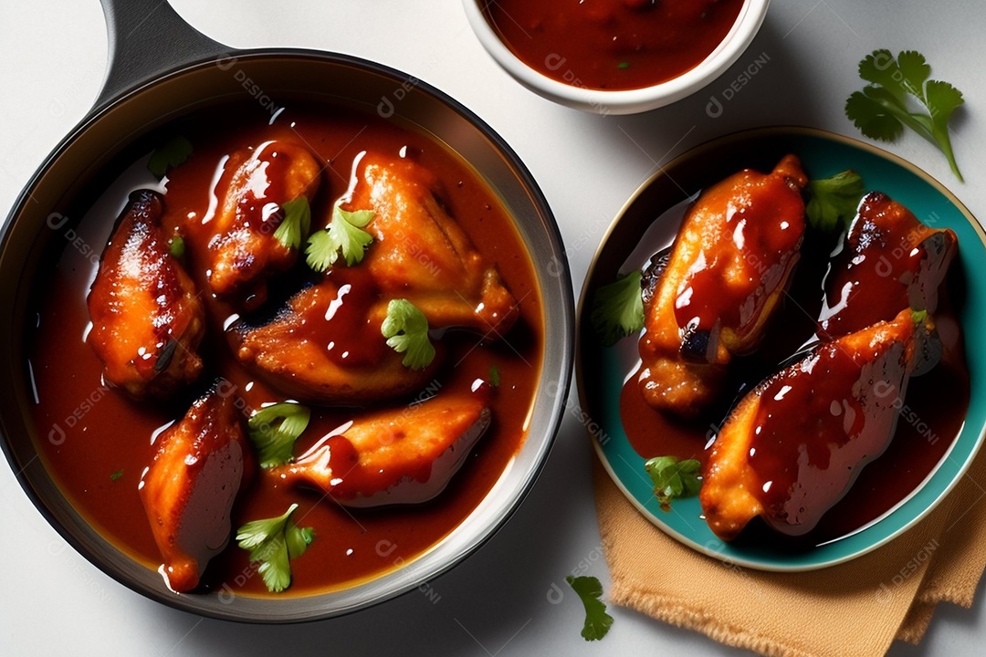 Delicioso frango grelhado ao molho de barbecue