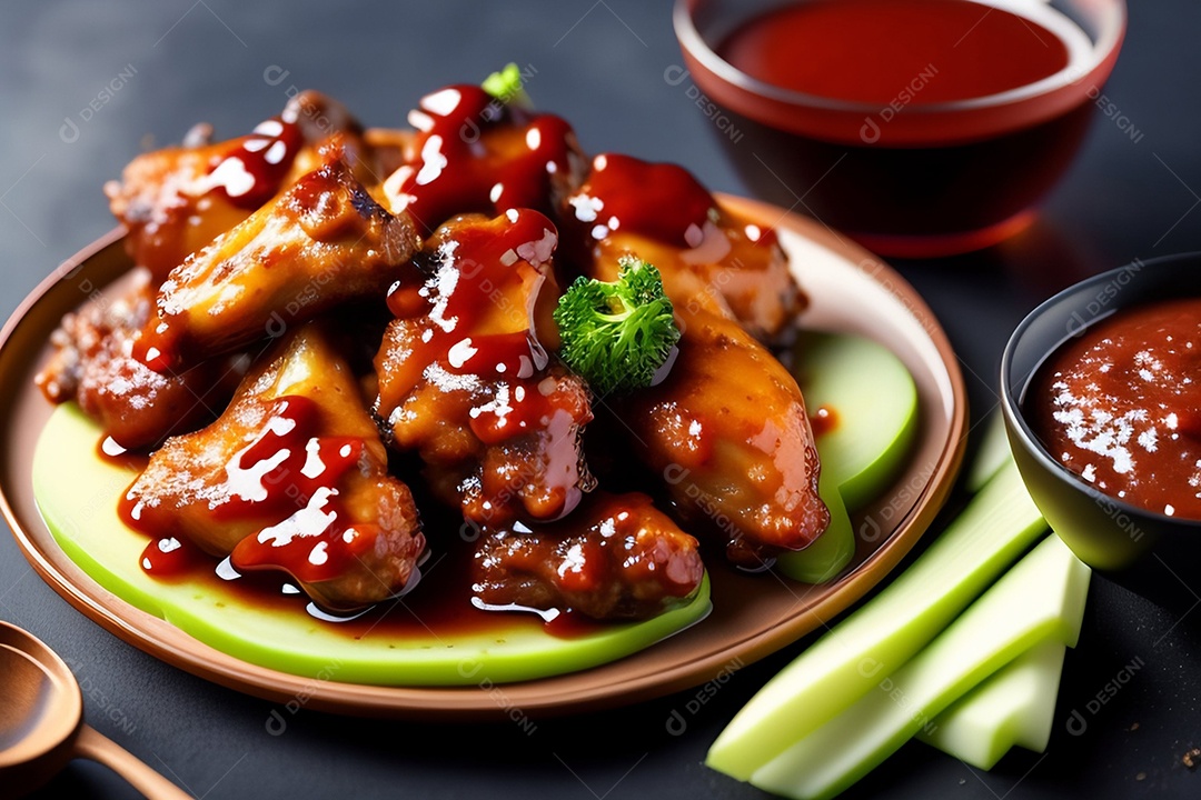 Delicioso frango grelhado ao molho de barbecue