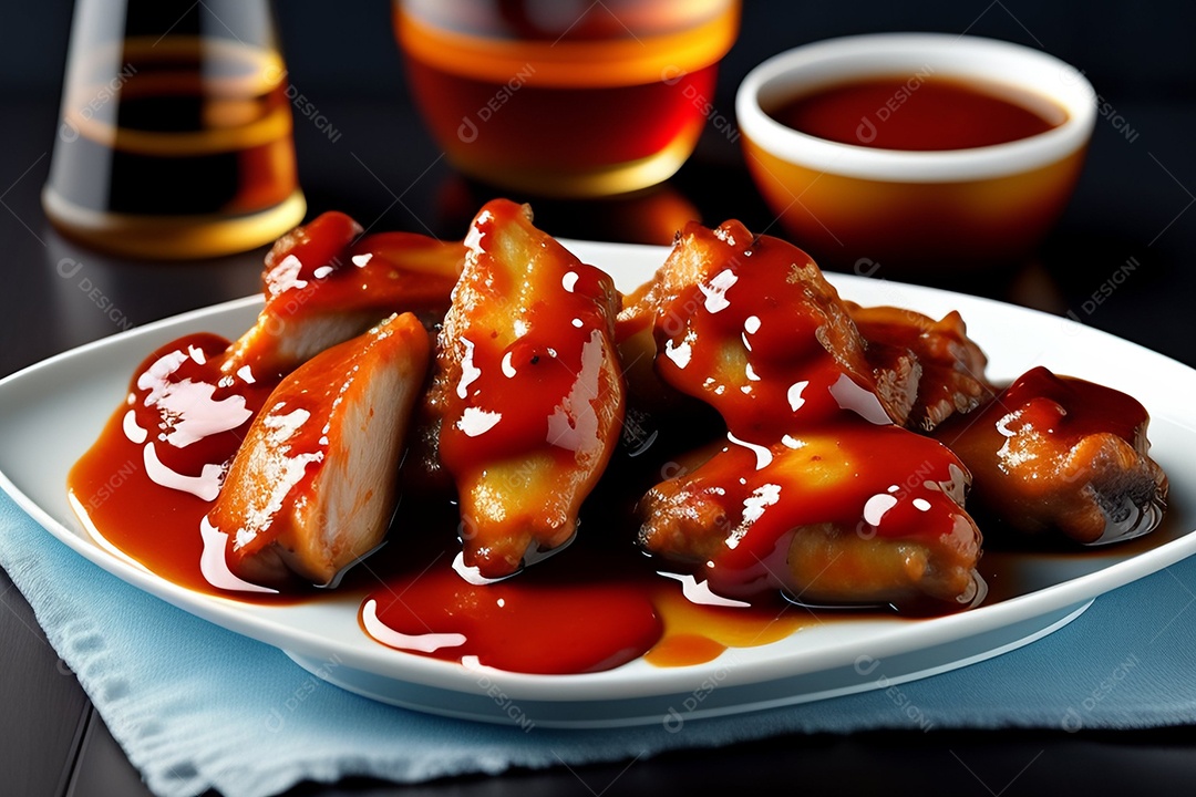 Delicioso frango grelhado ao molho de barbecue