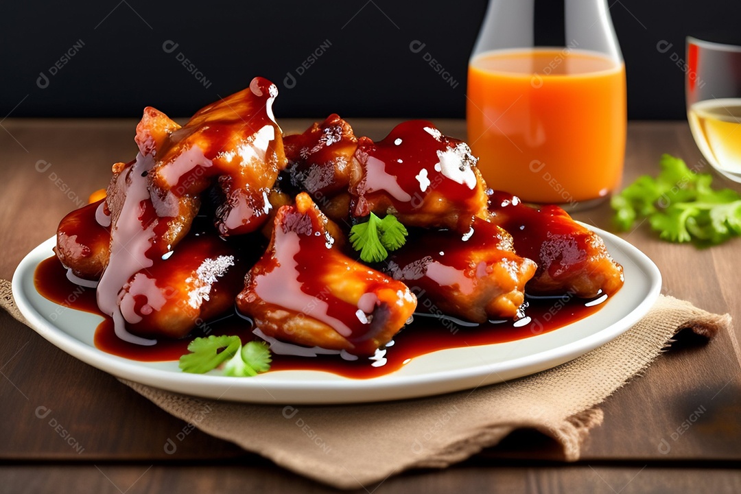 Asas de frango com molho de churrasco