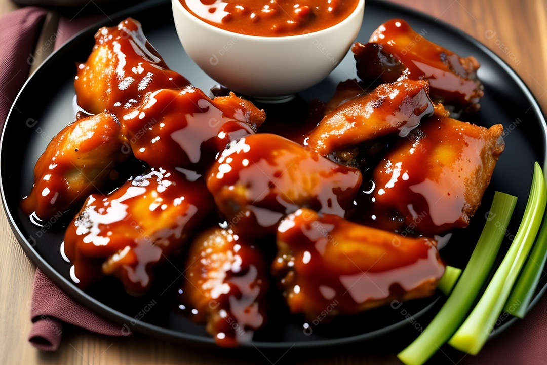 Asas de frango com molho de churrasco