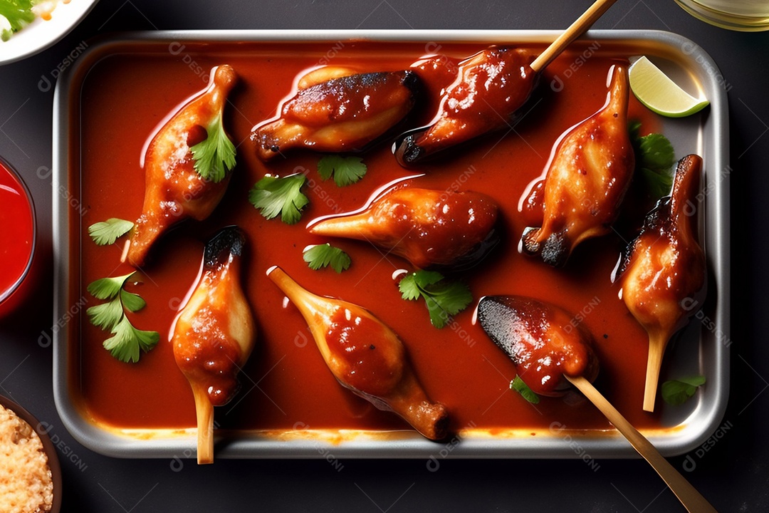 Asas de frango com molho de churrasco