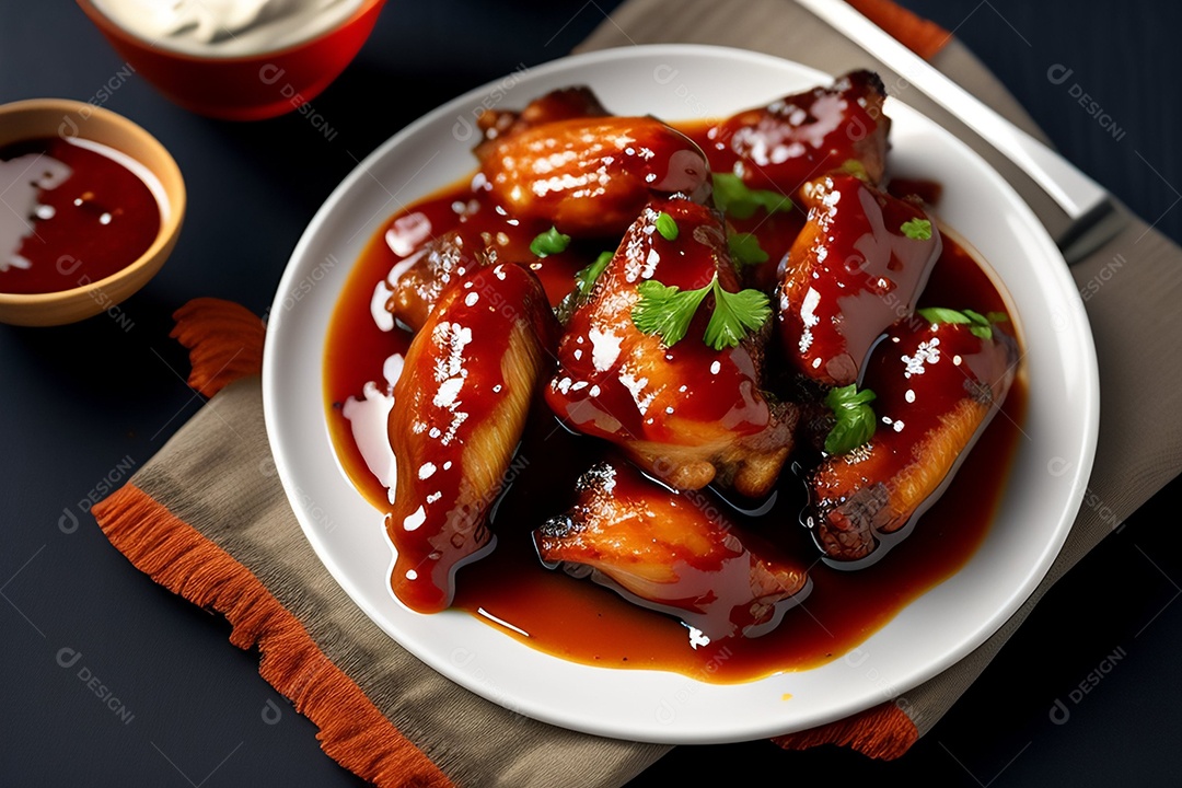 Asas de frango com molho de churrasco