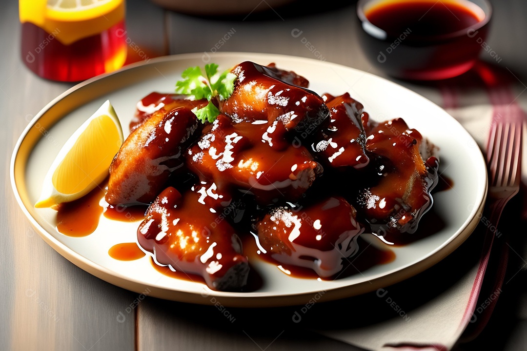 Asas de frango com molho de churrasco