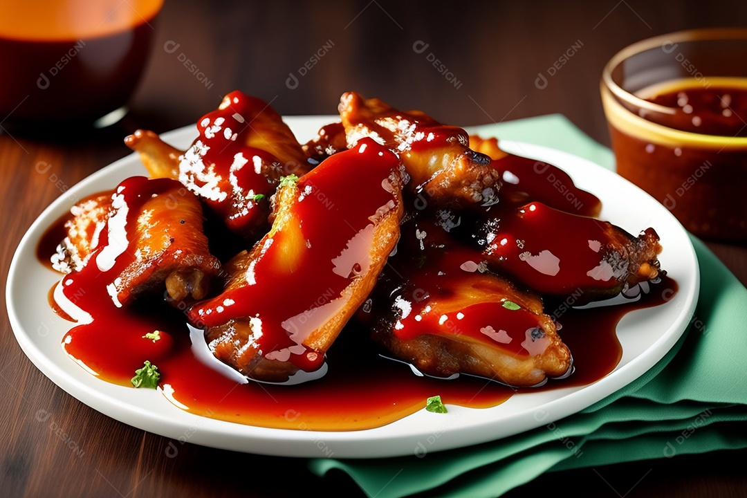 Asas de frango com molho de churrasco