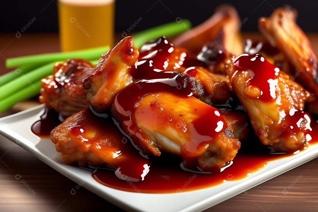 Delicioso frango com molho barbecue