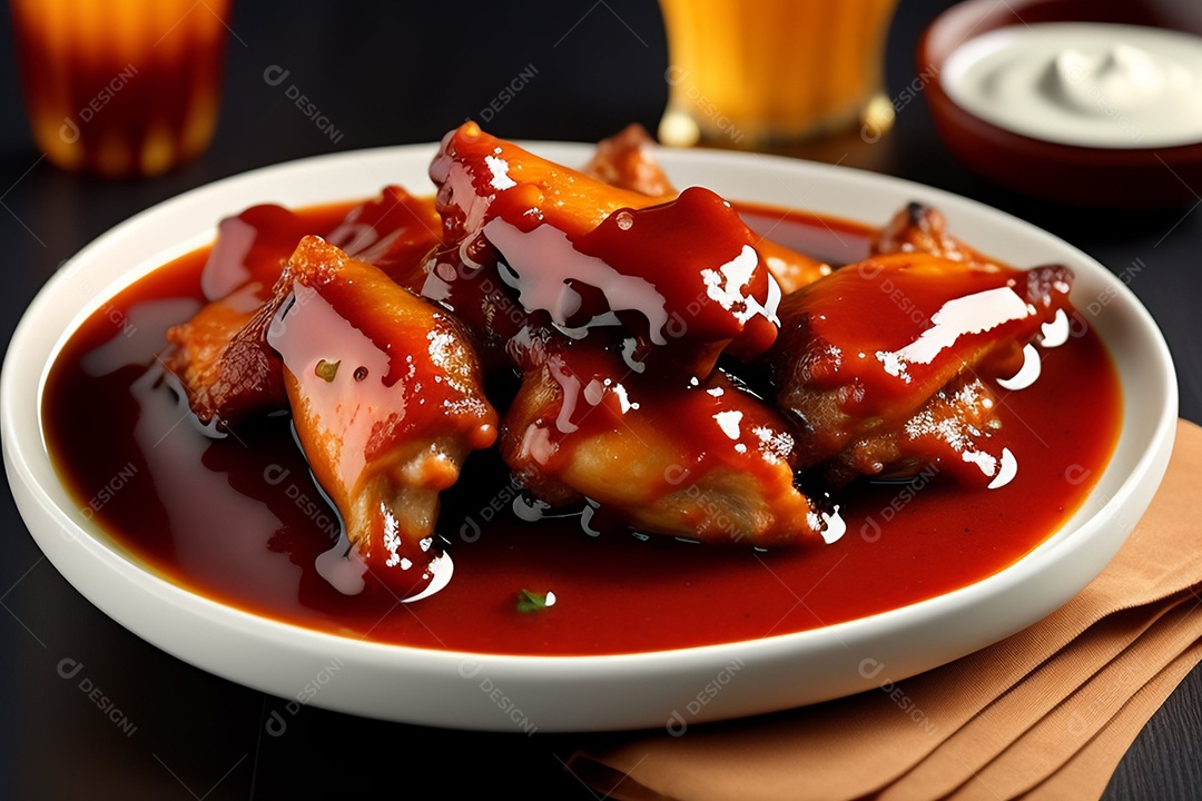 Delicioso frango com molho barbecue