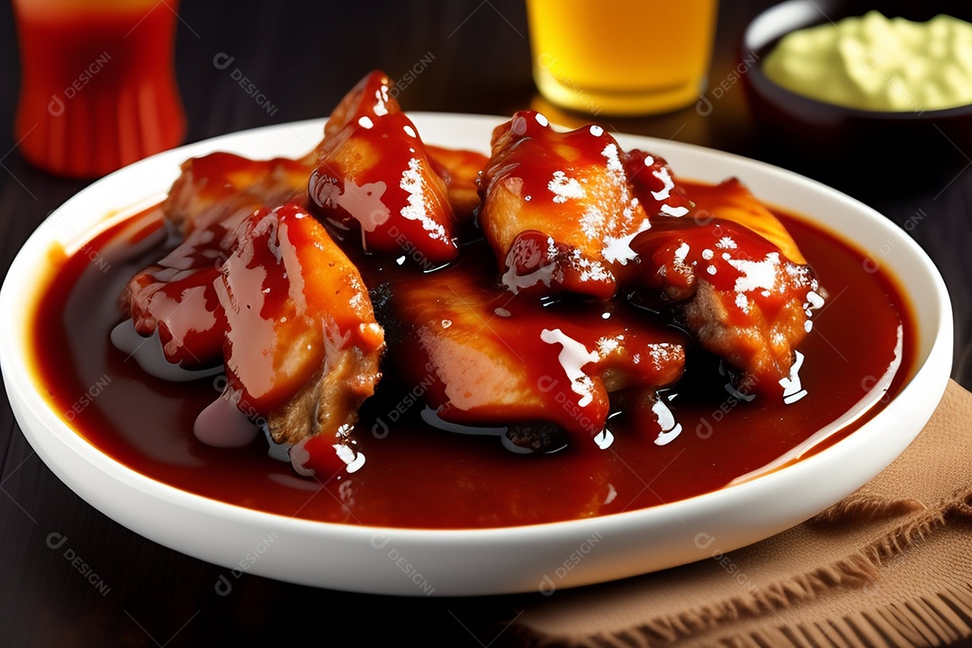 Delicioso frango com molho barbecue