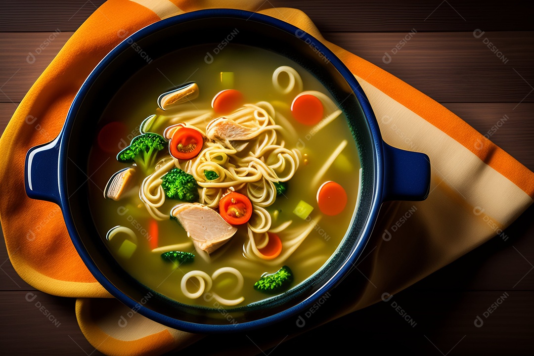 Deliciosa sopa com vegetais e frango