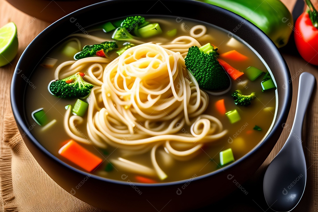 Deliciosa sopa com vegetais e frango
