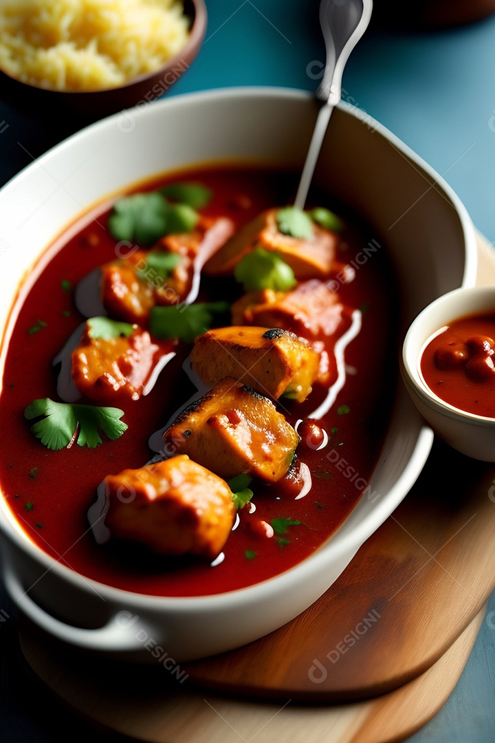 Deliciosa refeição de frango com acompanhamentos