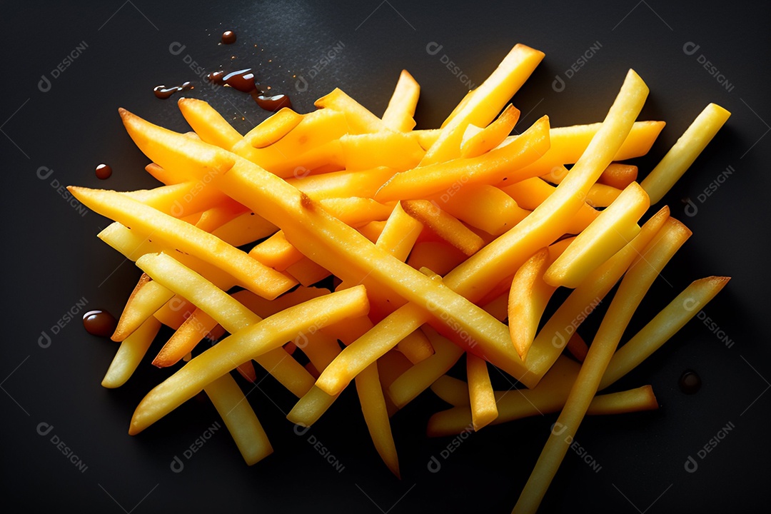 Vista frontal saborosas batatas fritas com molhos