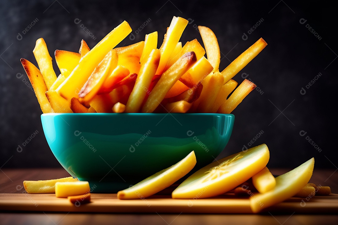 Vista frontal saborosas batatas fritas com molhos