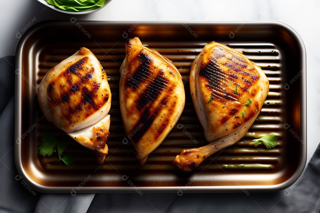 Delicioso frango grelhado com legumes