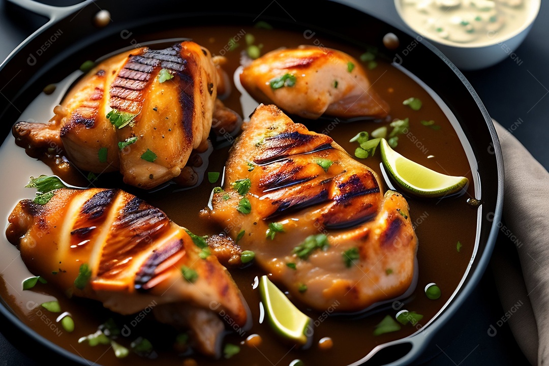 Delicioso frango grelhado com legumes