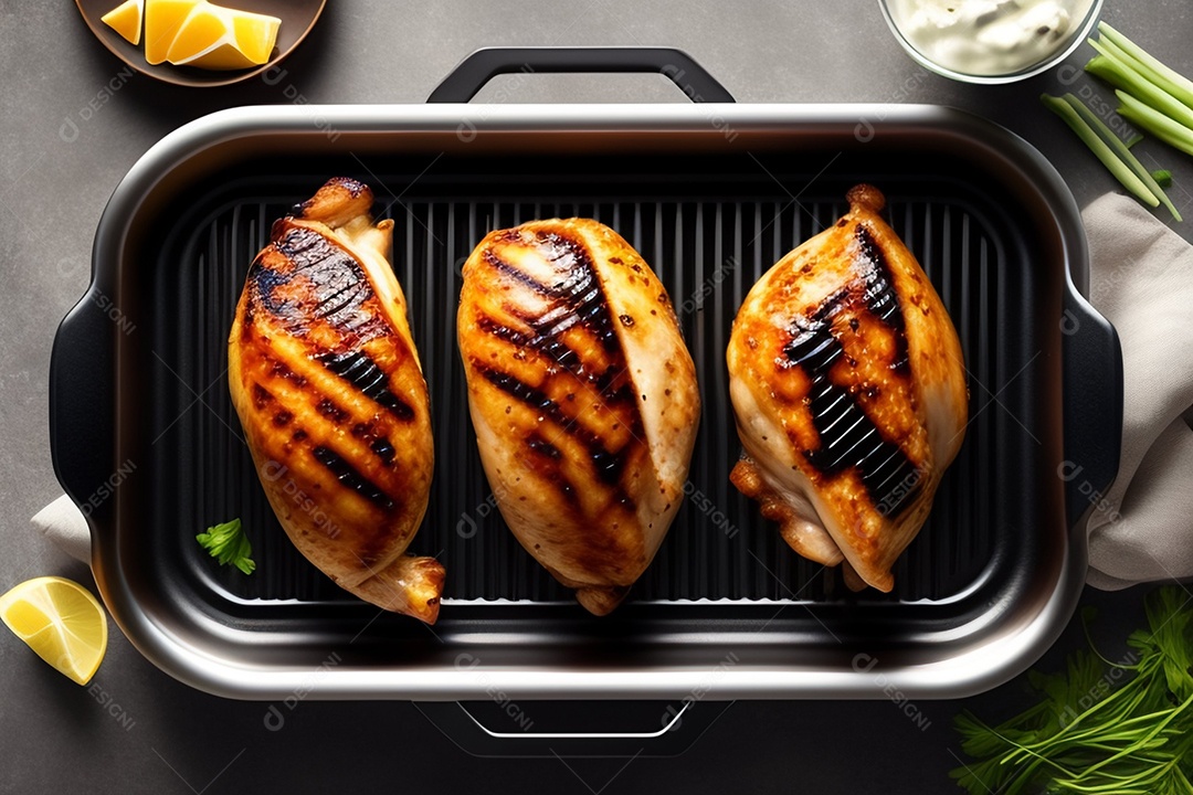 Delicioso frango grelhado com legumes