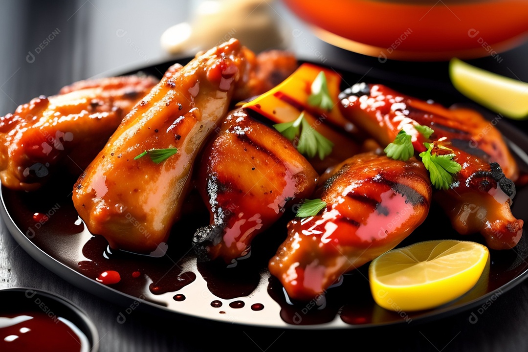 Delicioso frango grelhado com molho