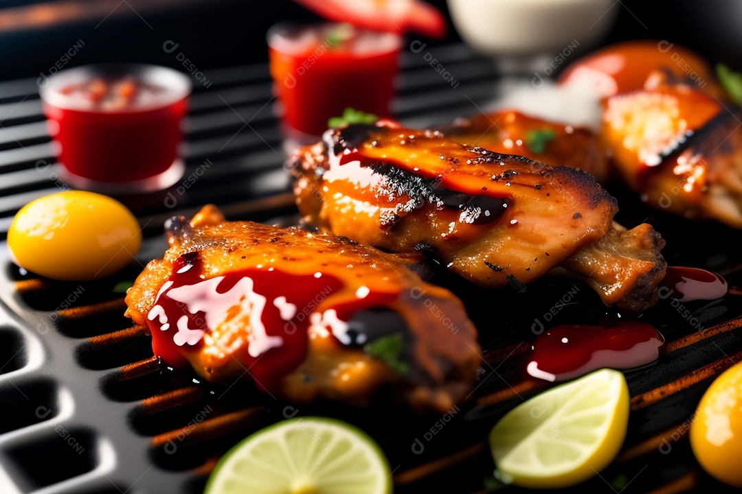 Delicioso frango grelhado com molho