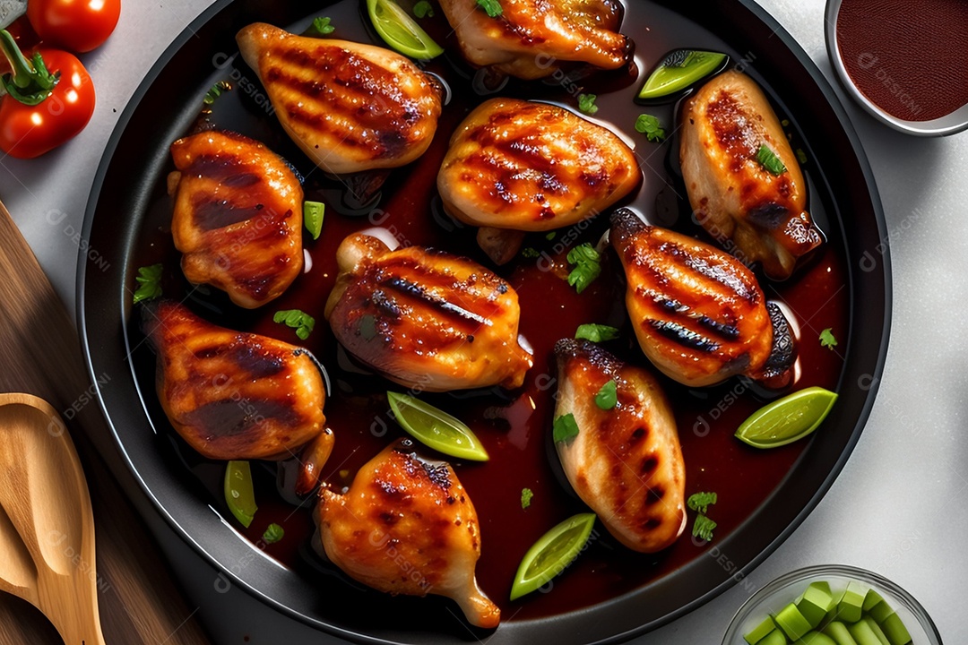 Delicioso frango grelhado com molho