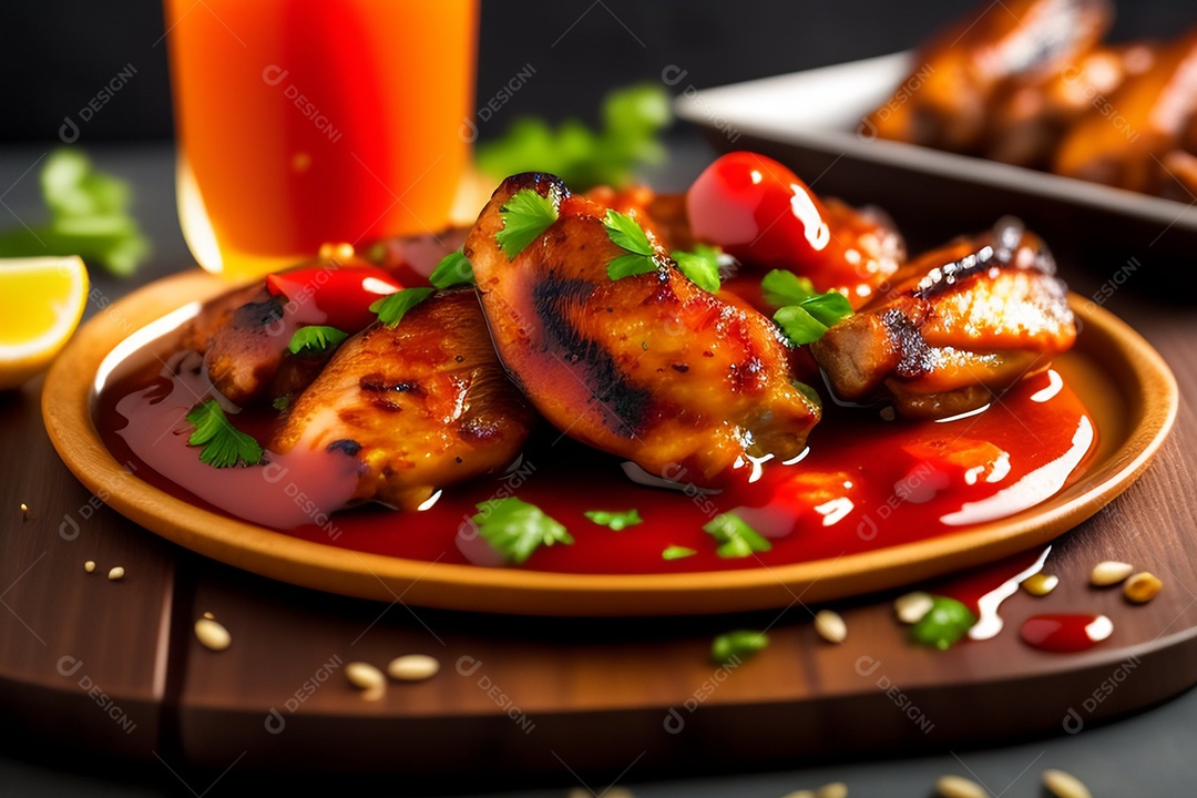 Delicioso frango grelhado com molho