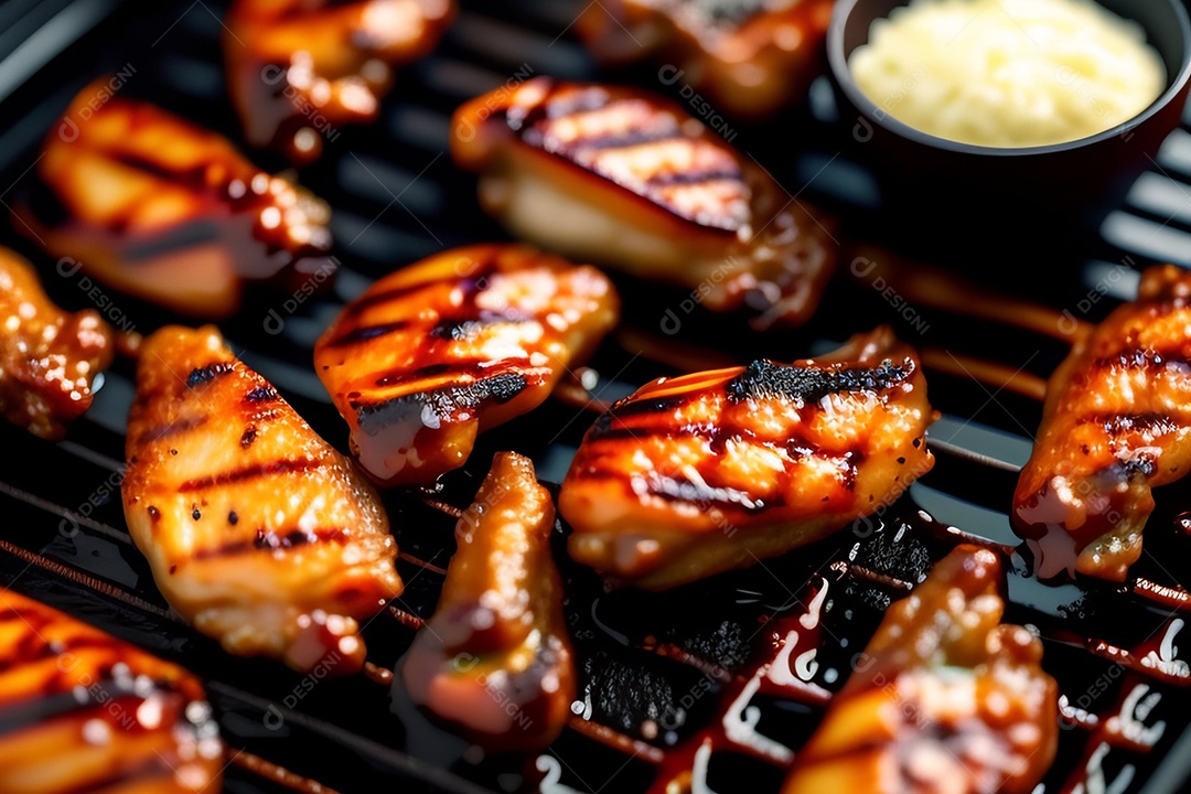 Delicioso frango grelhado com molho