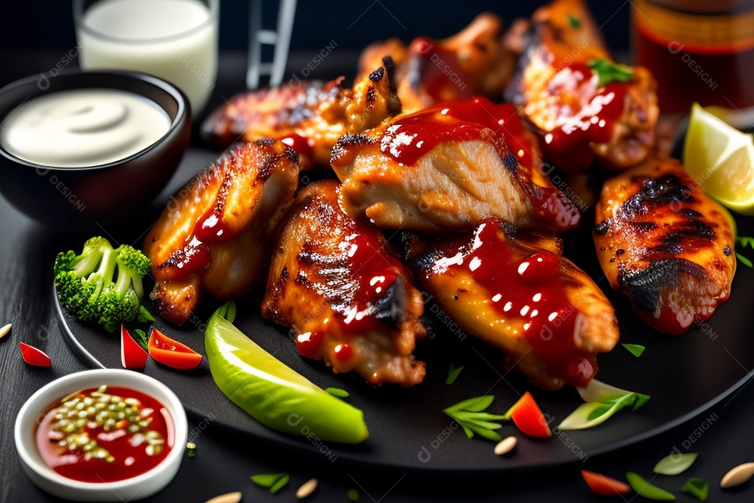 Delicioso frango grelhado com molho