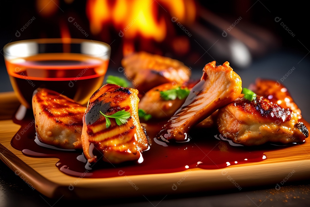 Delicioso frango grelhado com molho