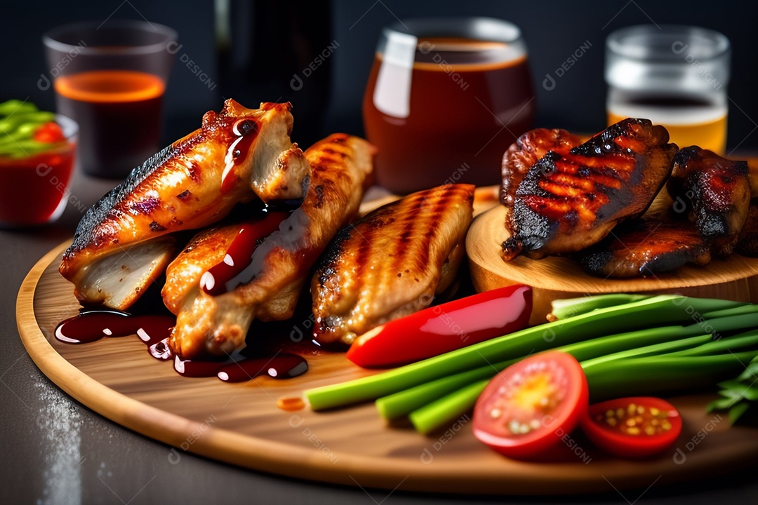 Delicioso frango grelhado com molho