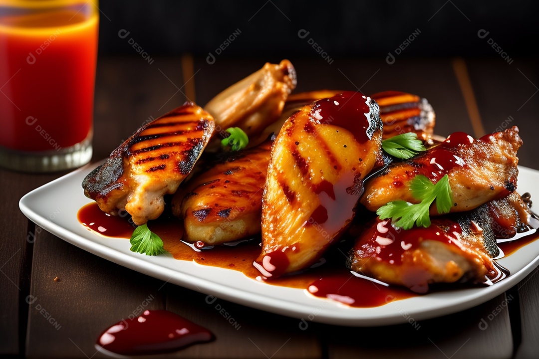 Delicioso frango grelhado com molho