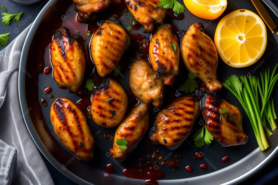 Delicioso frango grelhado com molho