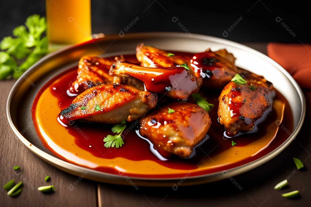 Delicioso frango grelhado com molho