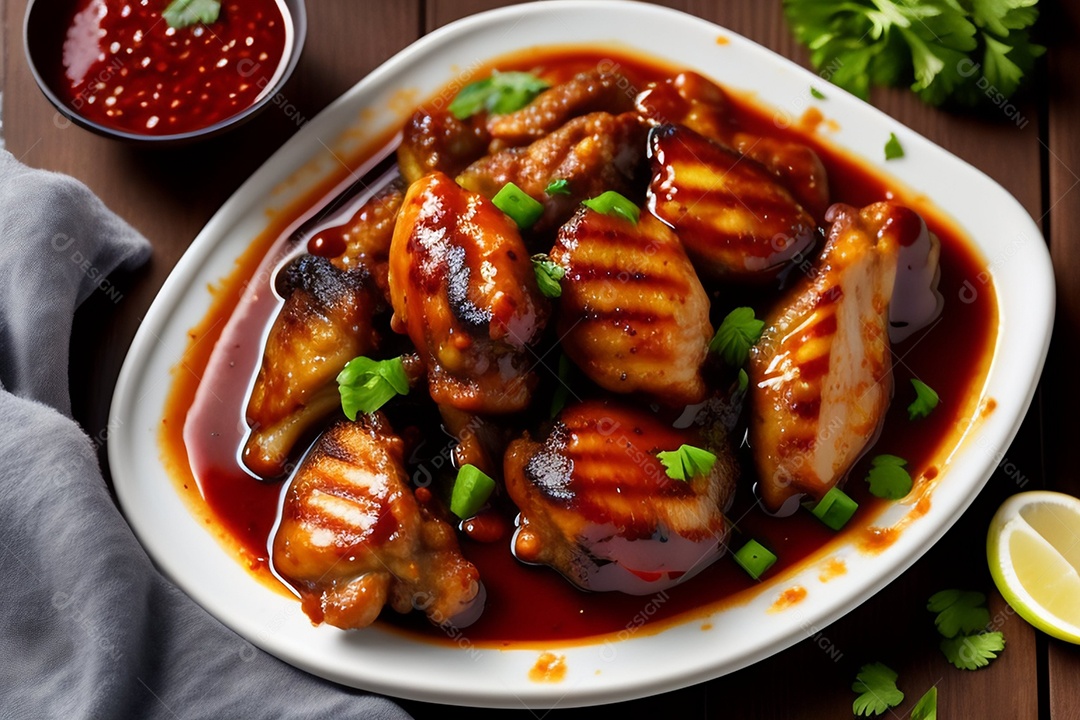 Delicioso frango grelhado com molho