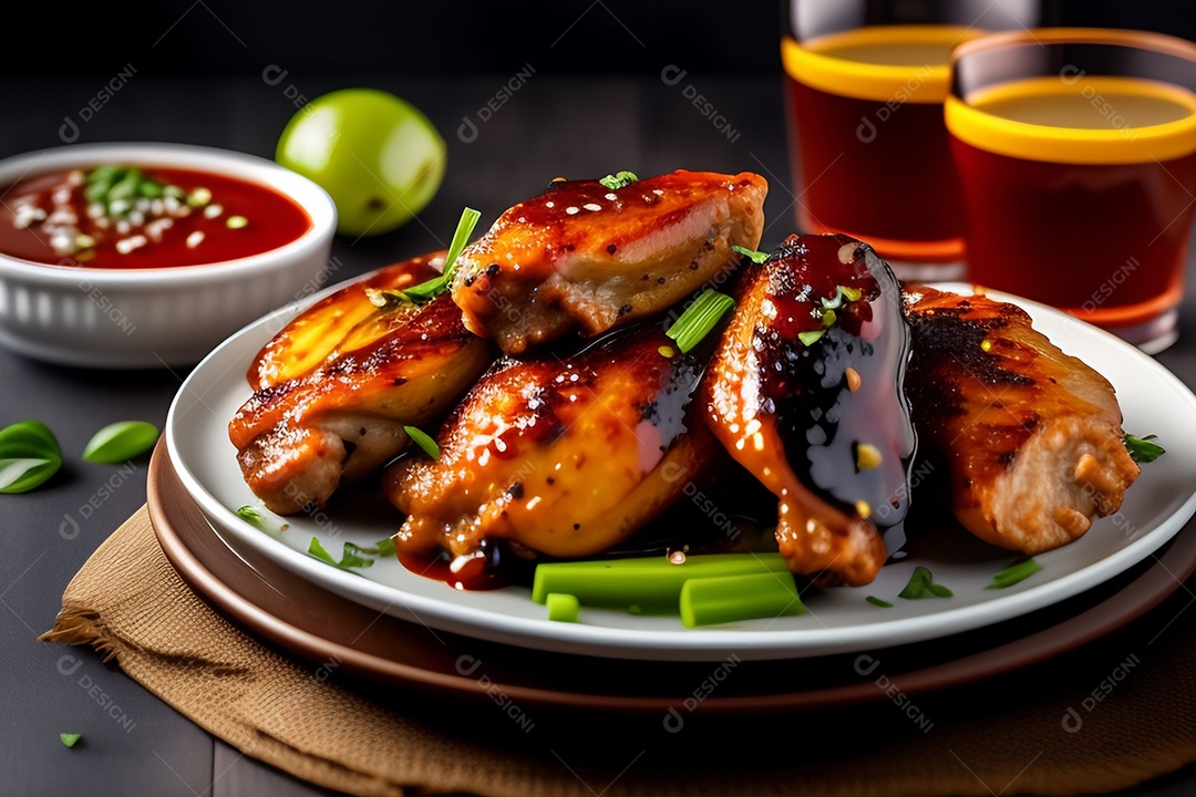 Delicioso frango grelhado com molho