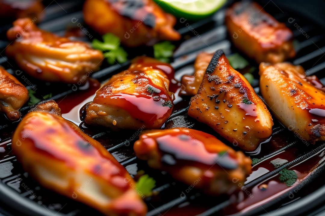 Delicioso frango grelhado com molho