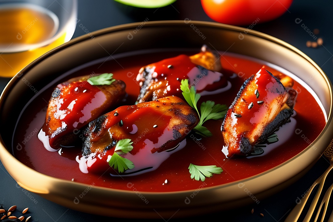 Delicioso frango grelhado com molho